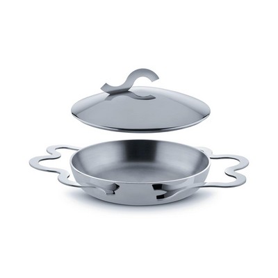 ALESSI Alessi-Trilaminate egg pan with lid in 18/10 stainless steel